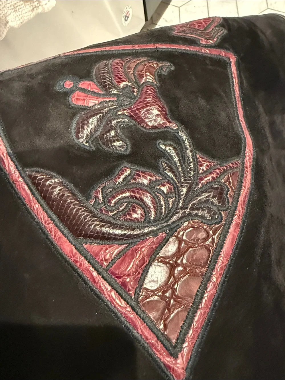 Gucci Brown and Burgundy Suede Shield Tote Bag